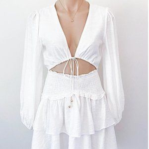 White Vaction Summer Dress - Sundae Muse (US 4 / US Small / AU 8)